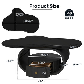 Coffee Table, 39.37 x 27.55 in, Cloud Top with Black Base