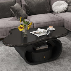 Coffee Table, 39.37 x 27.55 in, Cloud Top with Black Base