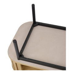 Coffee Table, 43.5 in, Terra Oak Engineered Wood, Black Steel Legs