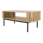 Coffee Table, 43.5 in, Terra Oak Engineered Wood, Black Steel Legs