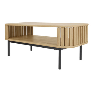 Coffee Table, 43.5 in, Terra Oak Engineered Wood, Black Steel Legs
