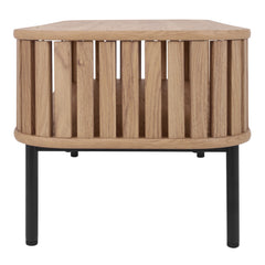Coffee Table, 43.5 in, Terra Oak Engineered Wood, Black Steel Legs