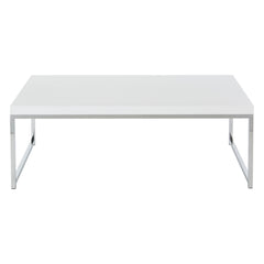 Coffee Table, 44 in Rectangular, Chrome and White