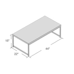 Coffee Table, 44 in Rectangular, Chrome and White