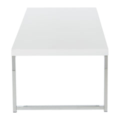Coffee Table, 44 in Rectangular, Chrome and White