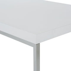 Coffee Table, 44 in Rectangular, Chrome and White