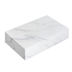 Coffee Table, 47 in Rectangular with Faux Marble Glass Top