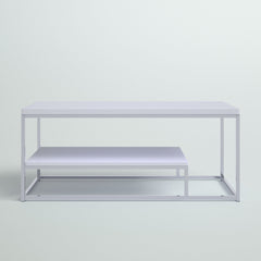 Coffee Table, 47 in Wide with White Top and Chrome Base