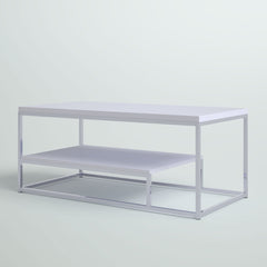 Coffee Table, 47 in Wide with White Top and Chrome Base