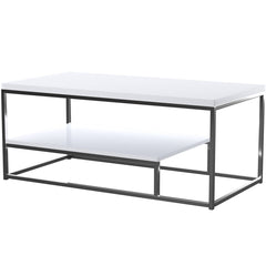 Coffee Table, 47 in Wide with White Top and Chrome Base