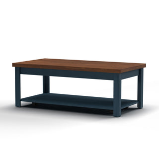 Coffee Table, 48.5 in Wide, Wood Frame with Lower Shelf