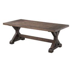 Coffee Table, 48 in Wide, Walnut Finish with Trestle Base