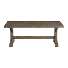 Coffee Table, 48 in Wide, Walnut Finish with Trestle Base