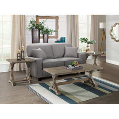 Coffee Table, 48 in Wide, Walnut Finish with Trestle Base