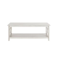 Coffee Table, 48 in Wide with Lower Shelf, Antique White