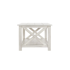 Coffee Table, 48 in Wide with Lower Shelf, Antique White