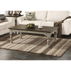 Coffee Table, 52 in Rectangular, Brown Top with Gray Base