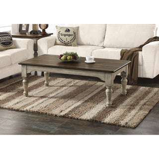 Coffee Table, 52 in Rectangular, Brown Top with Gray Base
