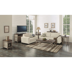 Coffee Table, 52 in Rectangular, Brown Top with Gray Base