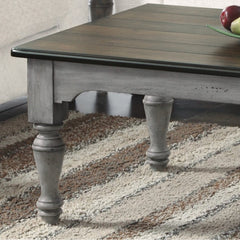 Coffee Table, 52 in Rectangular, Brown Top with Gray Base