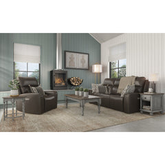 Coffee Table, 52 in Rectangular, Brown Top with Gray Base