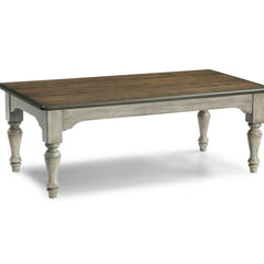 Coffee Table, 52 in Rectangular, Brown Top with Gray Base