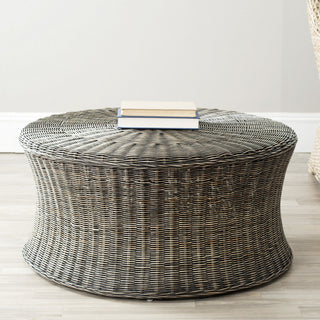 Coffee Table, Brown Wicker and Rattan with Storage and Wine Rack