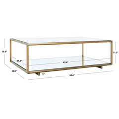 Coffee Table, Clear Glass Top with Bronze Iron Base