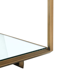 Coffee Table, Clear Glass Top with Bronze Iron Base