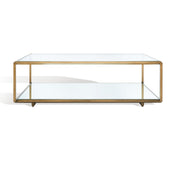 Coffee Table, Clear Glass Top with Bronze Iron Base