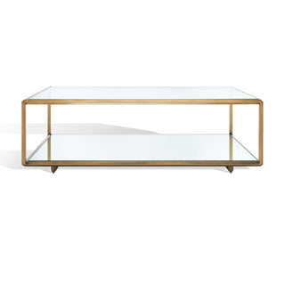 Coffee Table, Clear Glass Top with Bronze Iron Base