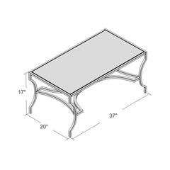 Coffee Table, Clear Glass Top, Wrought Iron Base