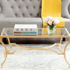 Coffee Table, Clear Glass Top, Wrought Iron Base