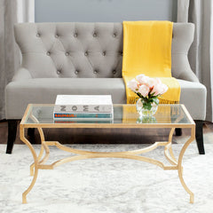 Coffee Table, Clear Glass Top, Wrought Iron Base