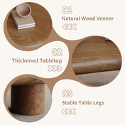 Coffee Table, Cloud-Shaped Solid Wood Veneer, Three Cylinder Bases, Walnut