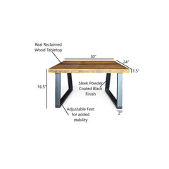 Coffee Table, Dark Brown Wood Top with Black Steel Base