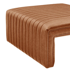 Coffee Table, Faux Leather in Vintage Cider with Sled Legs