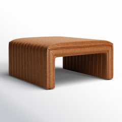 Coffee Table, Faux Leather in Vintage Cider with Sled Legs