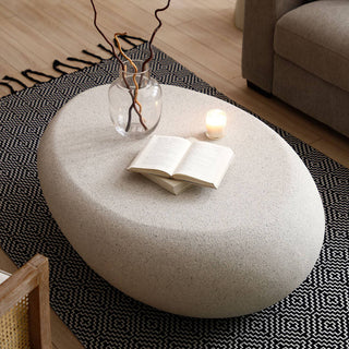 Coffee Table, Fiberglass Top, Cream, Free Form
