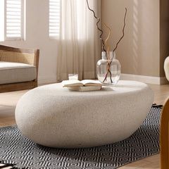 Coffee Table, Fiberglass Top, Cream, Free Form