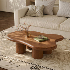 Coffee Table, Free-Form Design with Four Cylindrical Legs in Brown