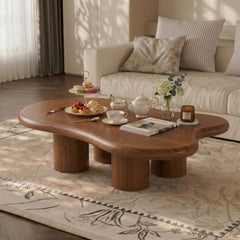 Coffee Table, Free-Form Design with Four Cylindrical Legs in Brown