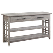 Coffee Table, Gray Manufactured Wood with Drawers and Shelves