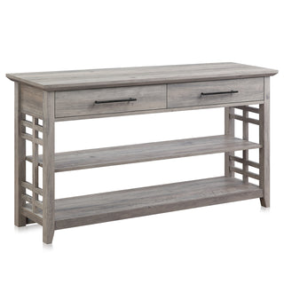Coffee Table, Gray Manufactured Wood with Drawers and Shelves