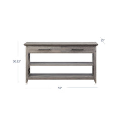 Coffee Table, Gray Manufactured Wood with Drawers and Shelves