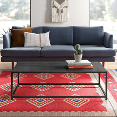 Coffee Table in Black Metal with Steel Base, 48 in Wide