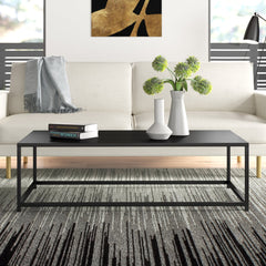 Coffee Table in Black Metal with Steel Base, 48 in Wide