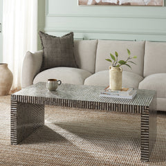 Coffee Table in Black Mother of Pearl with Sled Legs
