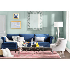 Coffee Table in Clear Tempered Glass with Silver Stainless Steel Base