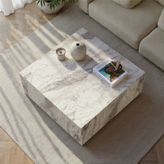 Coffee Table in Freesia Marble with Manufactured Wood Top and Base